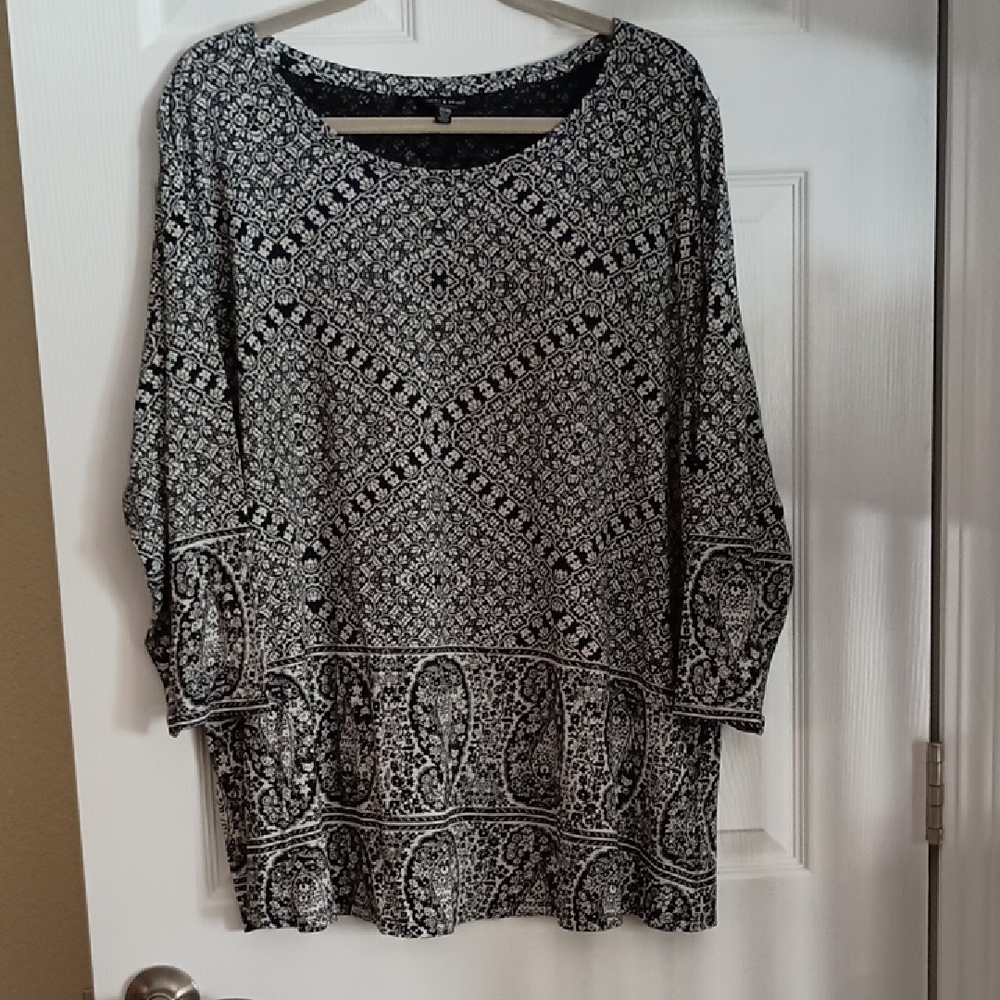 Lucky Brand Women's Print Boho Style Blouse Shirt Size 3X  (b200)